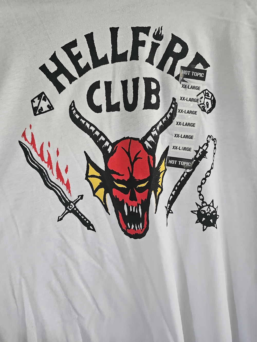 Hot Topic Black & White "Hellfire Club" Long Sleeve Raglan Tee - Picture 3 of 5